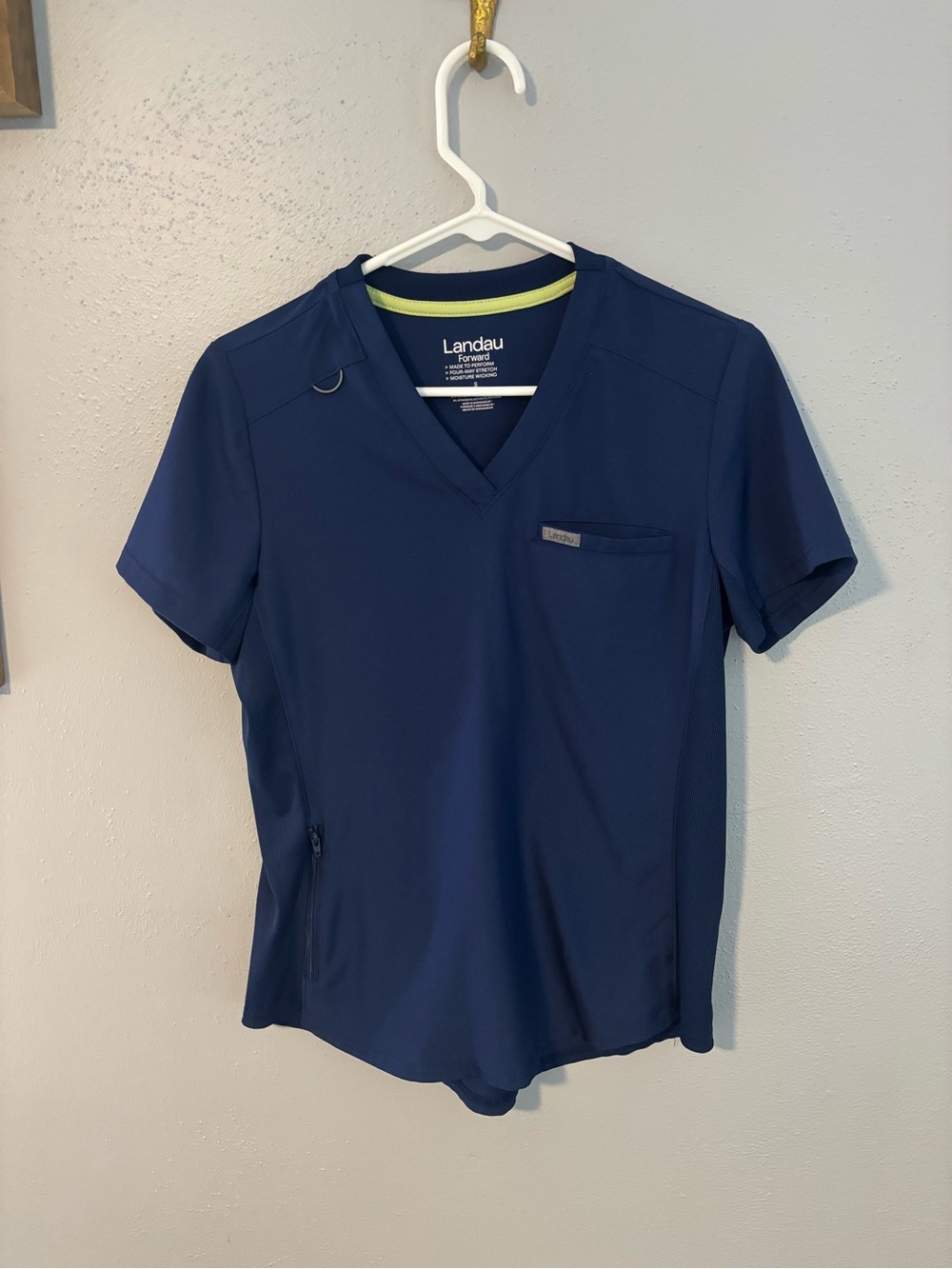 Landau Womens V-Neck Scrub Top - Navy